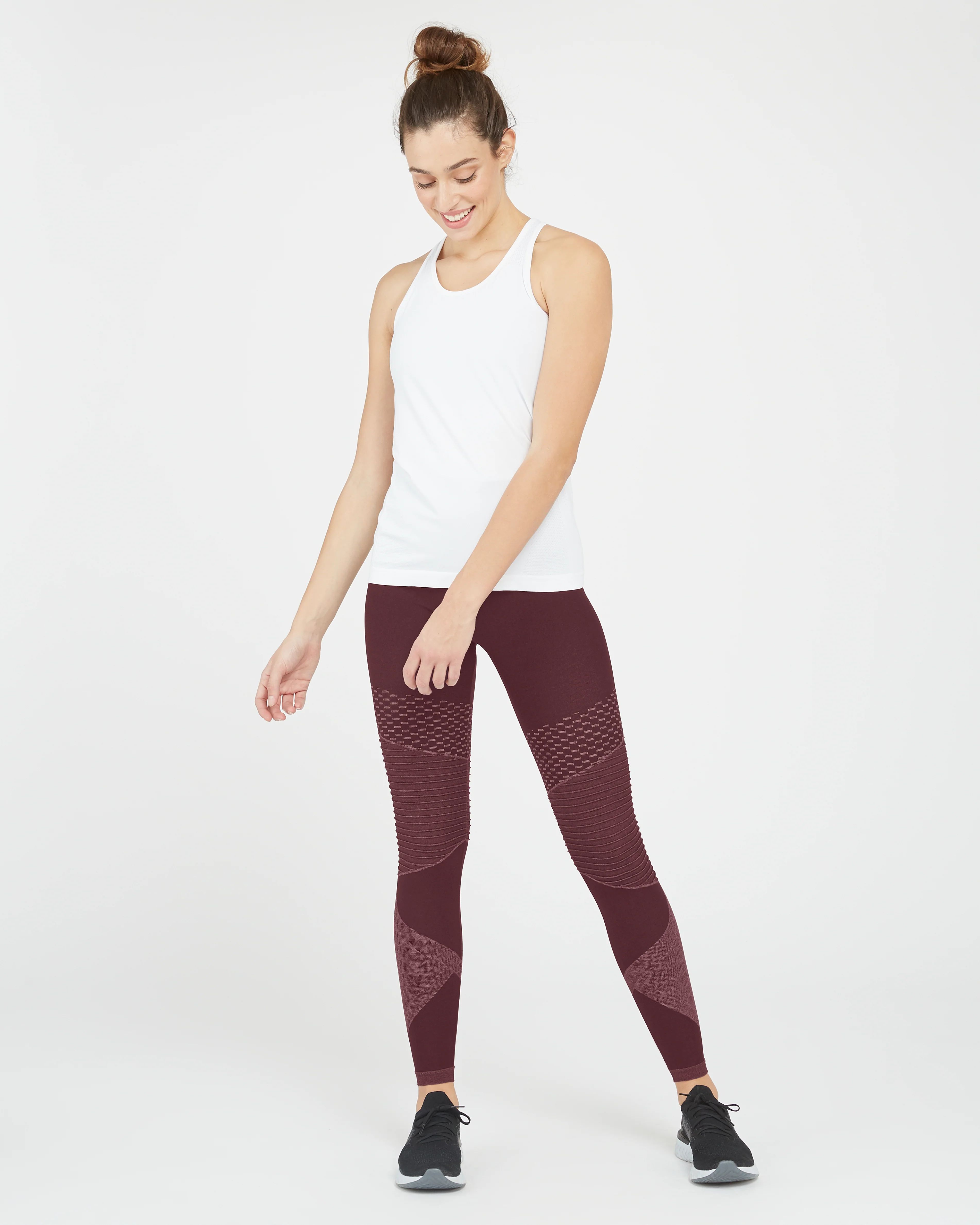 Look At Me Now Seamless Moto Leggings, Wine | Spanx