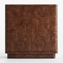 Mota 38" Dark Burl Wood Bar Cabinet + Reviews | Crate & Barrel | Crate & Barrel