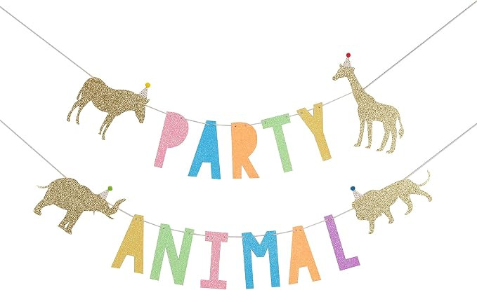 WAOUH Party Animal Birthday Banner for Baby - Zoo Party Decor,Circus Party Decor for Baby Showers... | Amazon (US)