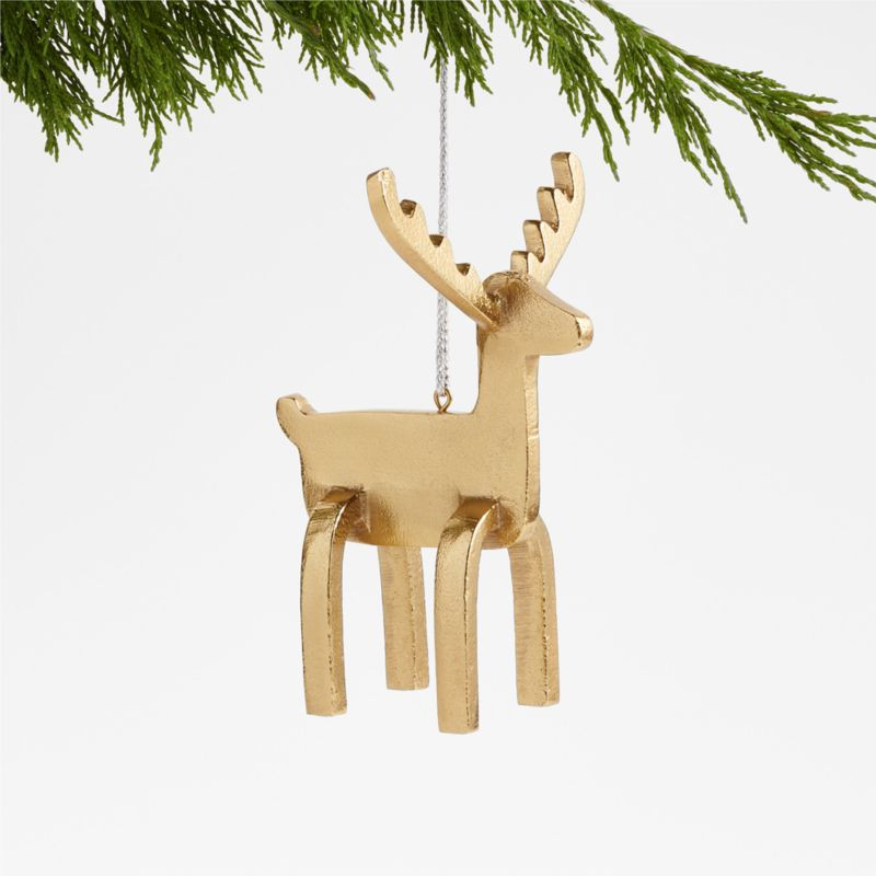 Modern Brass Reindeer Christmas Tree Ornament + Reviews | Crate & Barrel | Crate & Barrel