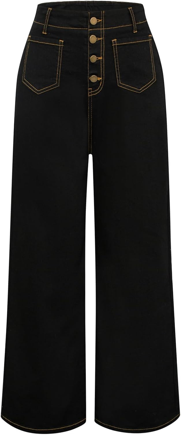 Women's 2025 High Waisted Wide Leg Jeans for Women Stretchy Bell Bottom Jeans Flare Denim Pants | Amazon (US)