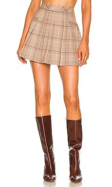 MAJORELLE Shae Mini Skirt in Tan Plaid from Revolve.com | Revolve Clothing (Global)