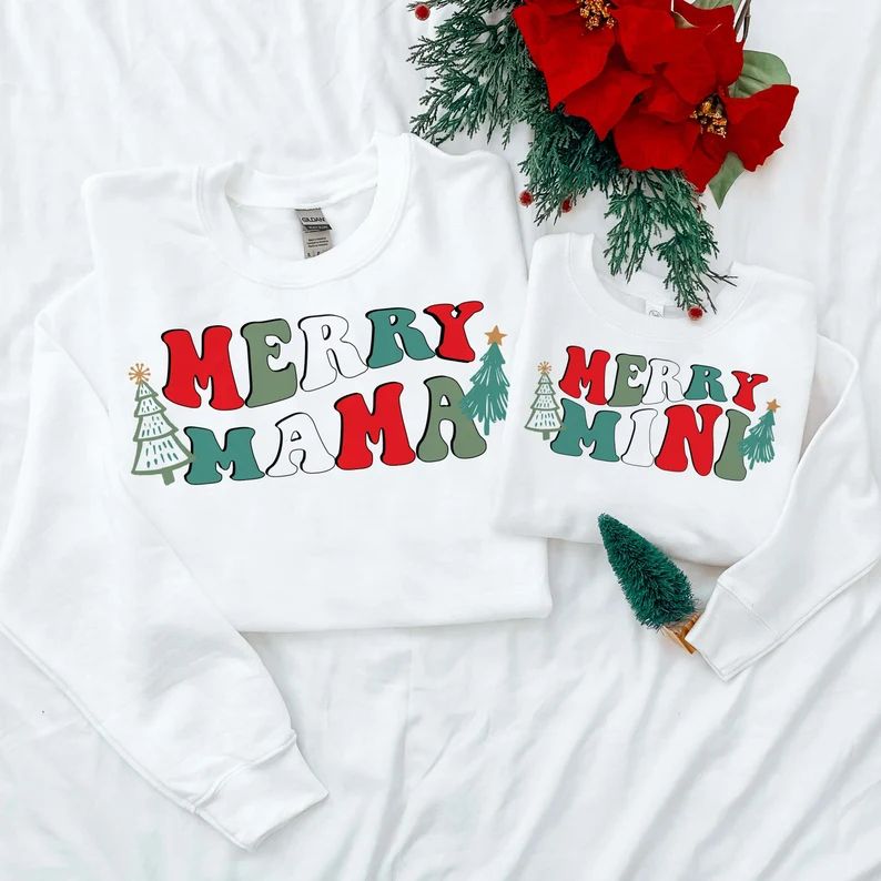 Merry Mama Sweatshirt, Merry Mini Sweatshirt, Christmas Sweatshirt, Matching Christmas, Family Ch... | Etsy (US)