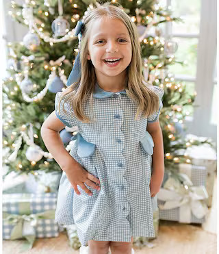 Edgehill Collection x The Broke Brooke Girls Charleston Gingham Puff Sleeve Dress | Dillard's | Dillard's