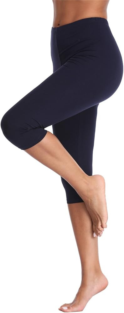 Kotii Women's Lightweight Soft Capri Leggings Crop Leggings 3/4 Stretch Yoga Pants | Amazon (US)
