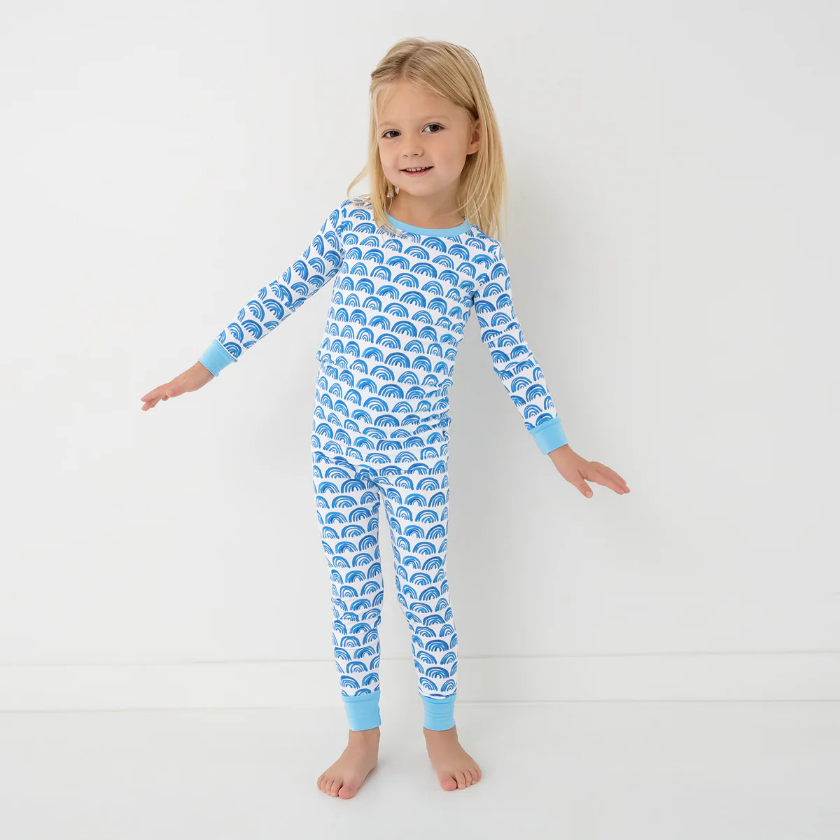 Blue Rainbows Two-Piece Pajama Set | Little Sleepies