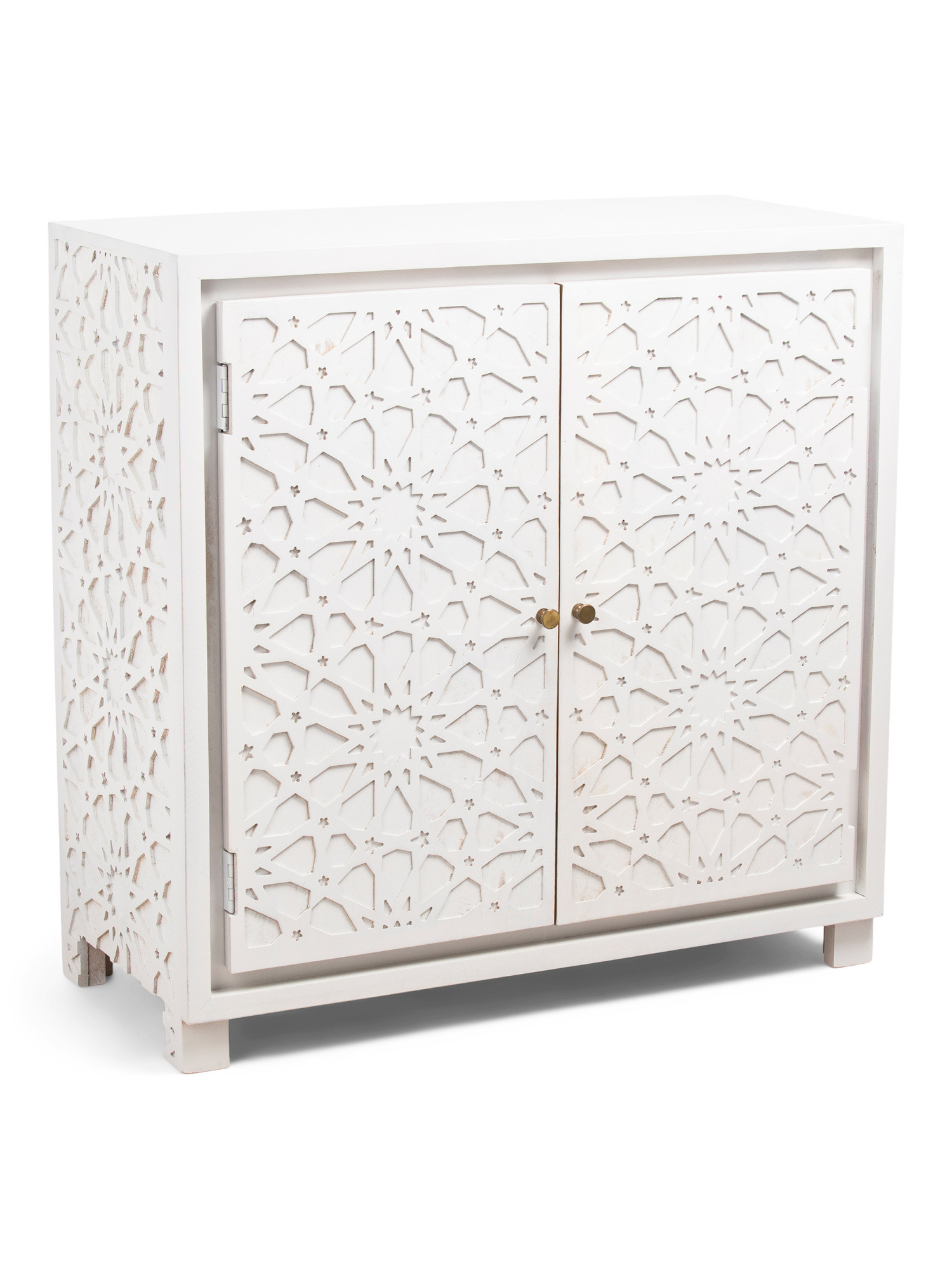 40x40x18 Ziva Carved Solid Wood 2 Door Cabinet | TJ Maxx