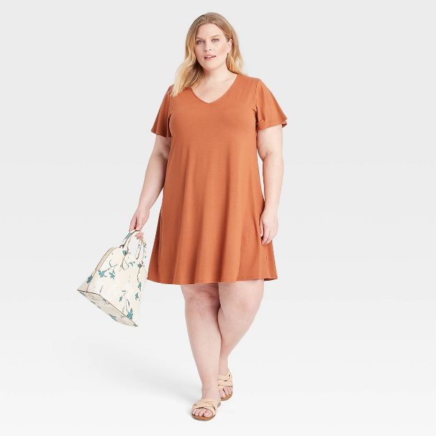 Women's Plus Size Flutter Sleeve Knit Dress - Ava & Viv™ | Target