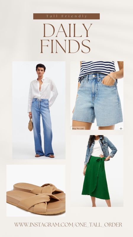 New tall wide leg options at Madewell and Asos, Extra 50% off clearance at Jcrew Factory including these pool slides available up to size 12 and longer inseam dad shorts 

#LTKStyleTip #LTKSaleAlert #LTKMidsize