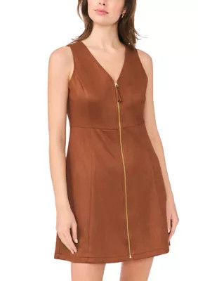 Women's Sleeveless Suede A-Line Dress with Zipper Front | Belk