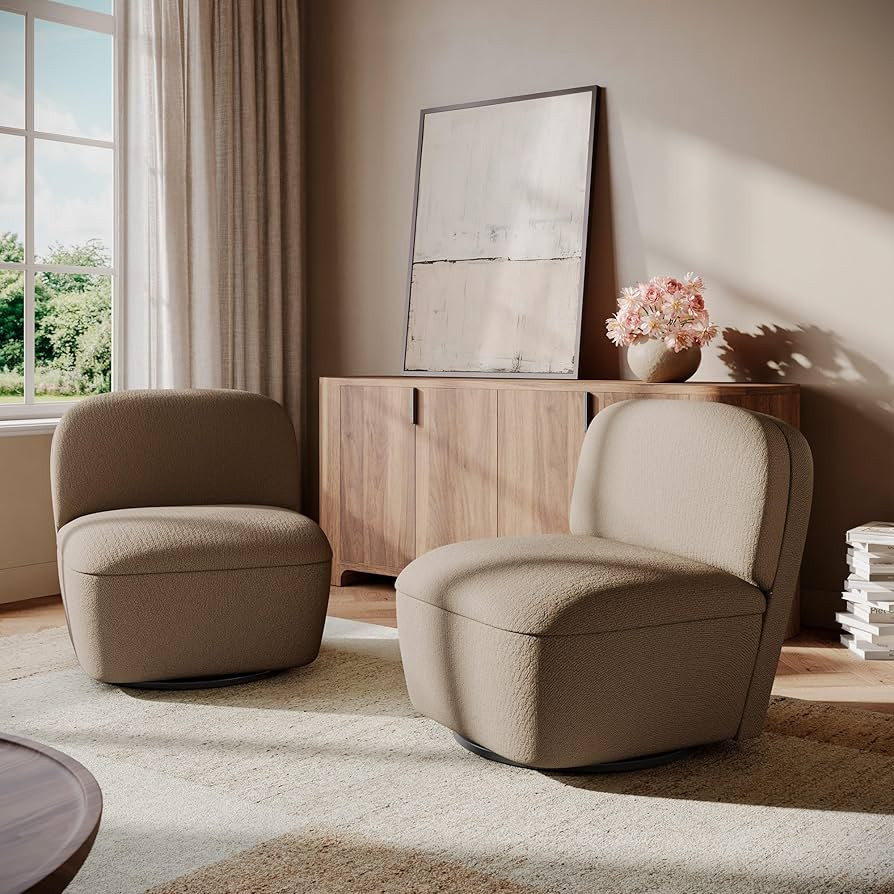 BELLEZE Set of 2 Modern Upholstered Swivel Accent Chair with Hidden Storage, 360° Rotating Chair... | Amazon (US)