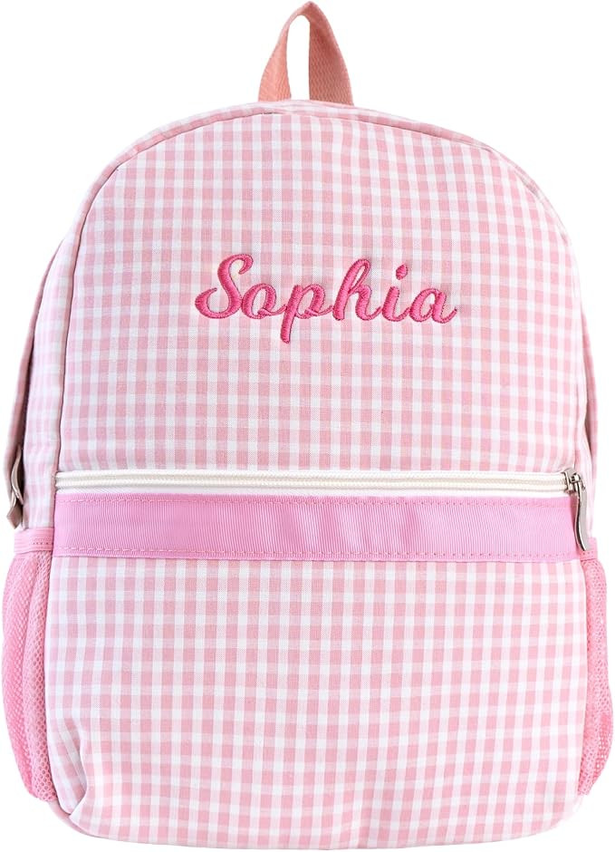 Daycare Backpack Personalized Seersucker Toddler Backpack With Embroidered Name Plaid Toddler Boo... | Amazon (US)