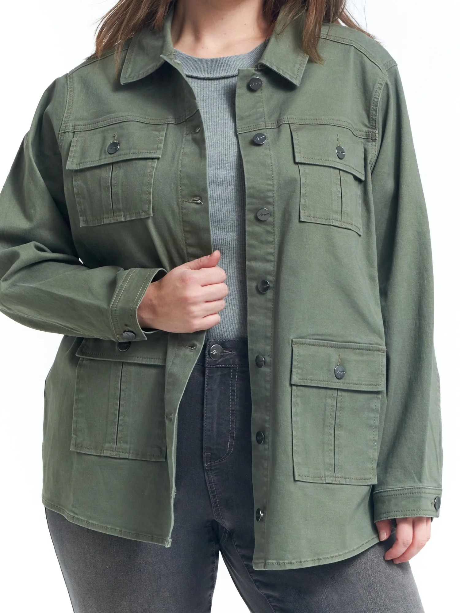 A3 Denim Women's Plus Utility Jacket, Sizes 1X-4X - Walmart.com | Walmart (US)