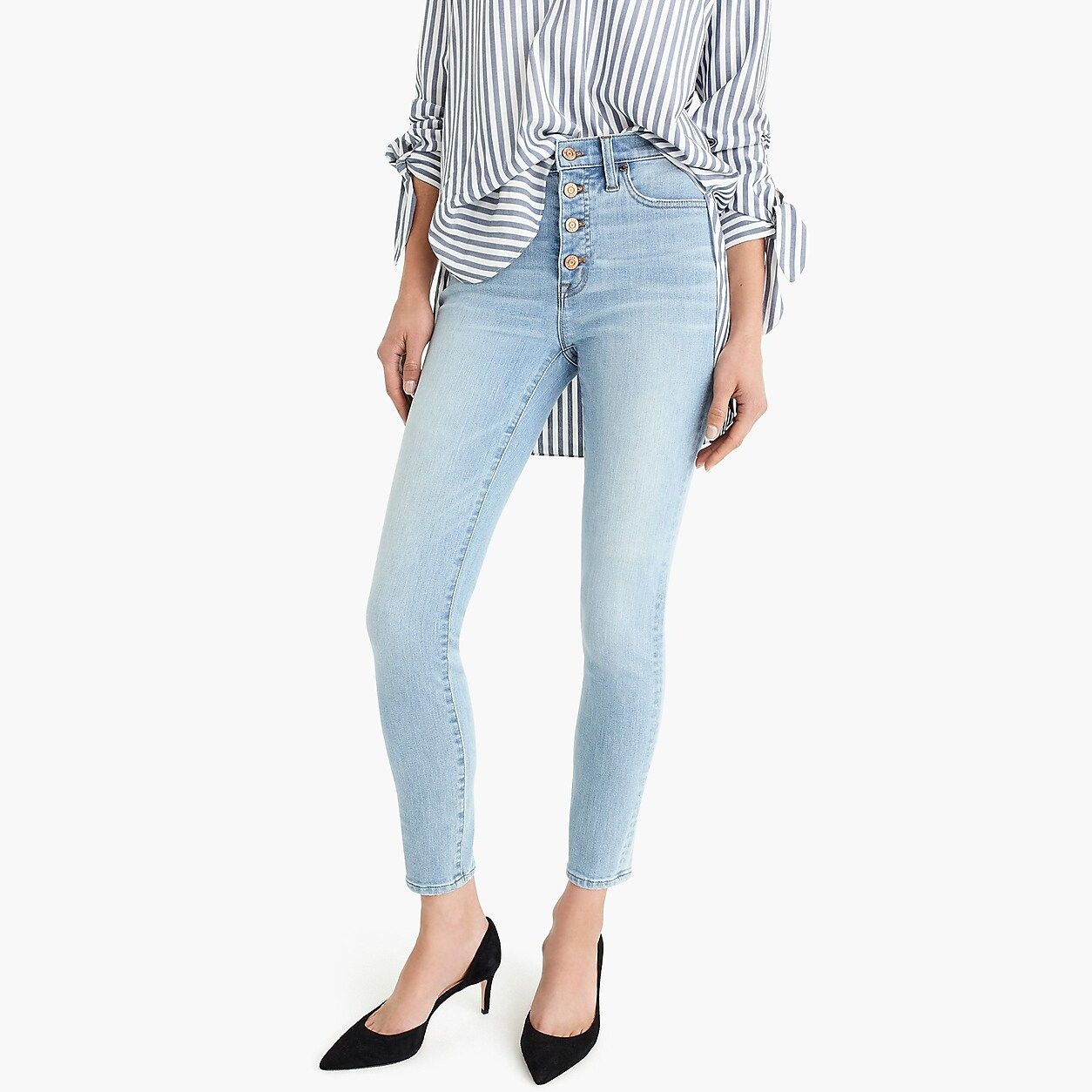 9" high-rise toothpick jean in Leddy wash with button fly | J.Crew UK