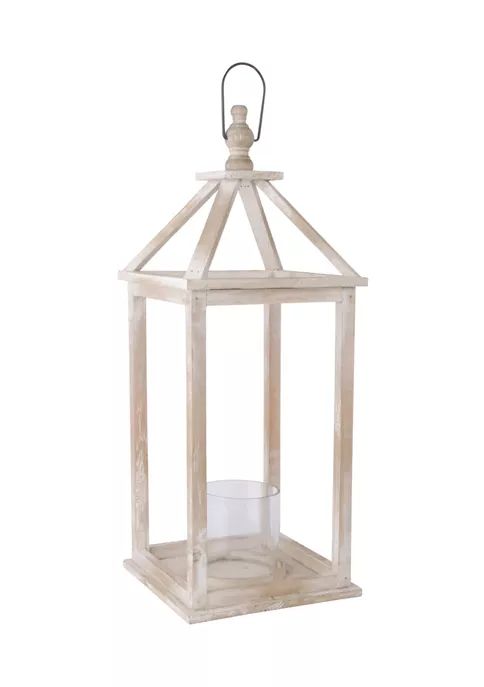 Small Whitewash Wood Lantern | Belk