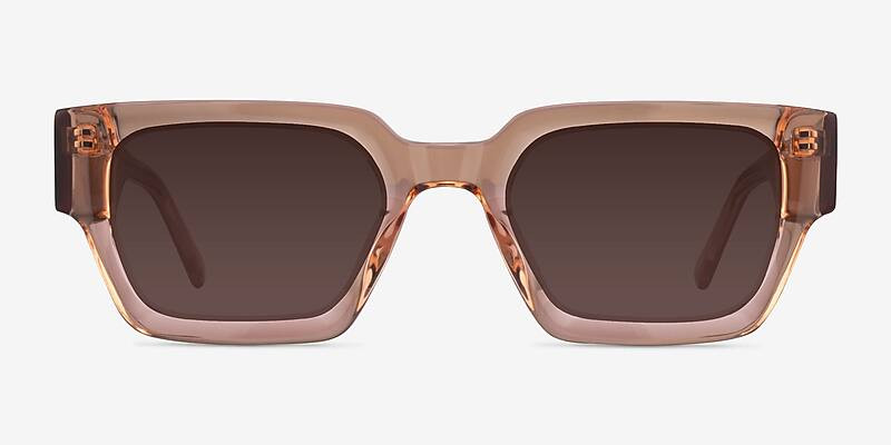 Pomade - Rectangle Translusant Peach Frame Prescription Sunglasses | Eyebuydirect | EyeBuyDirect.com