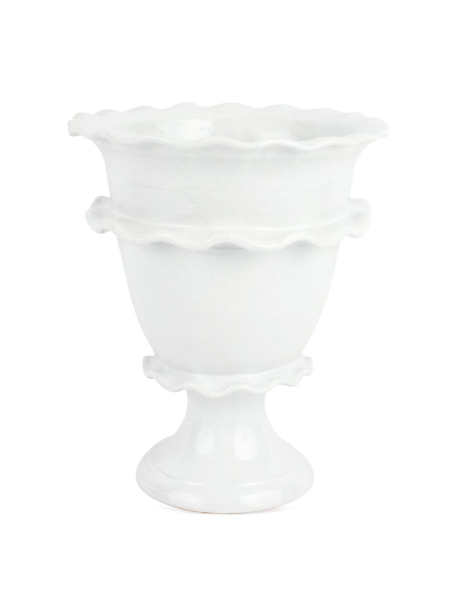Rustic Garden White Ruffle Tall Footed Cachepot | Saks Fifth Avenue