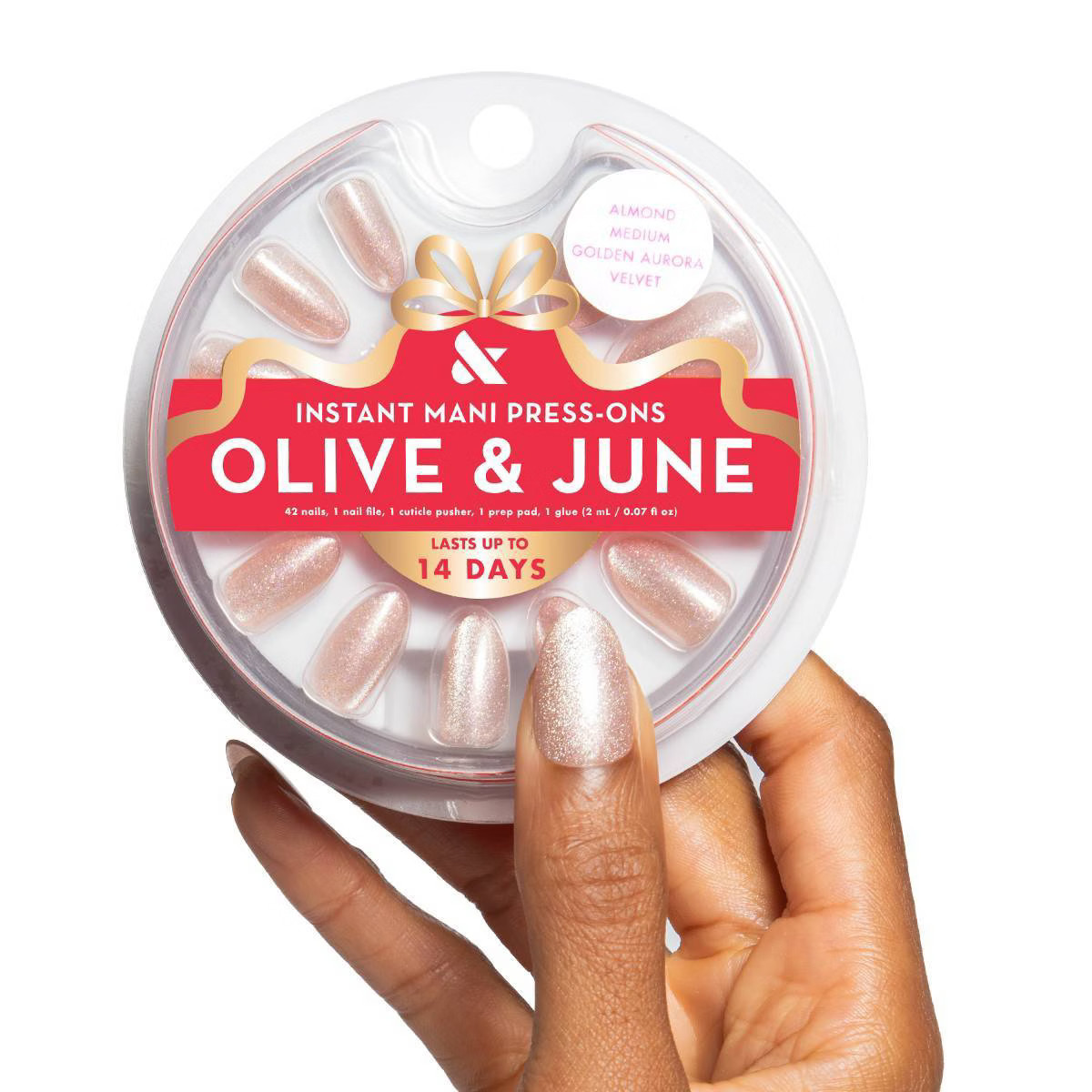 Olive & June Press-On Fake Nails - M Almond - Golden Aura Velvet - 42ct | Target