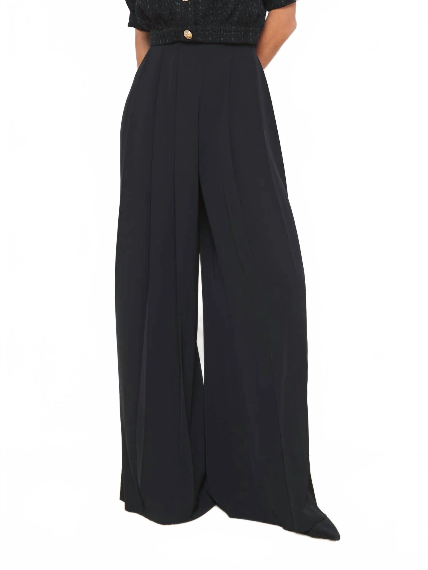Nova Pleated Wide Leg Pant In Black | Shop Simon