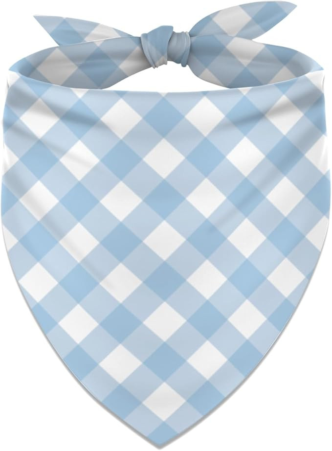 Dusty Blue and White Gingham Dog Bandana Light Blue Checkered Birthday Party Adjustable Triangle ... | Amazon (US)