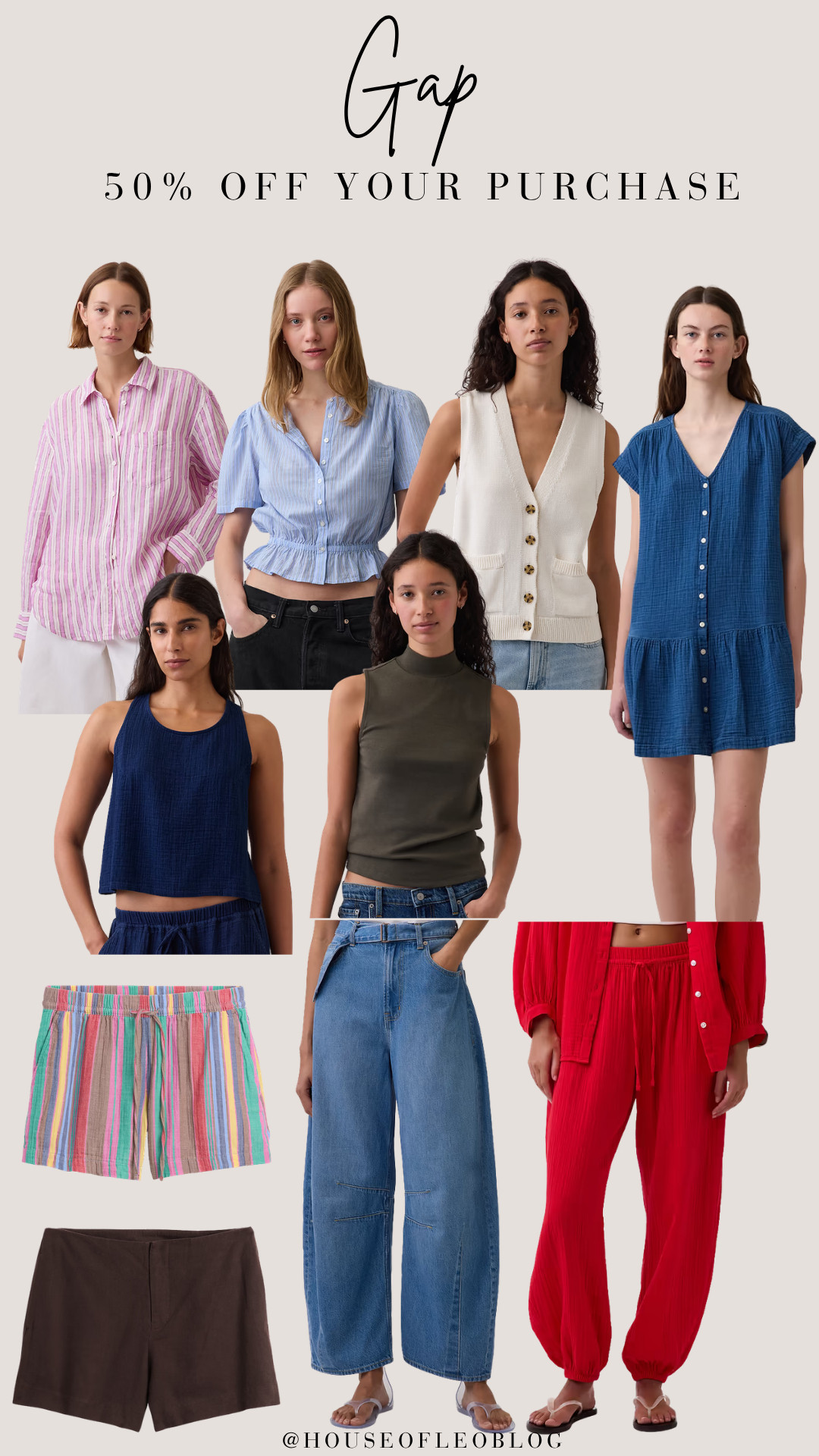50% off your purchase at Gap- ends today!  

 #LTKSaleAlert