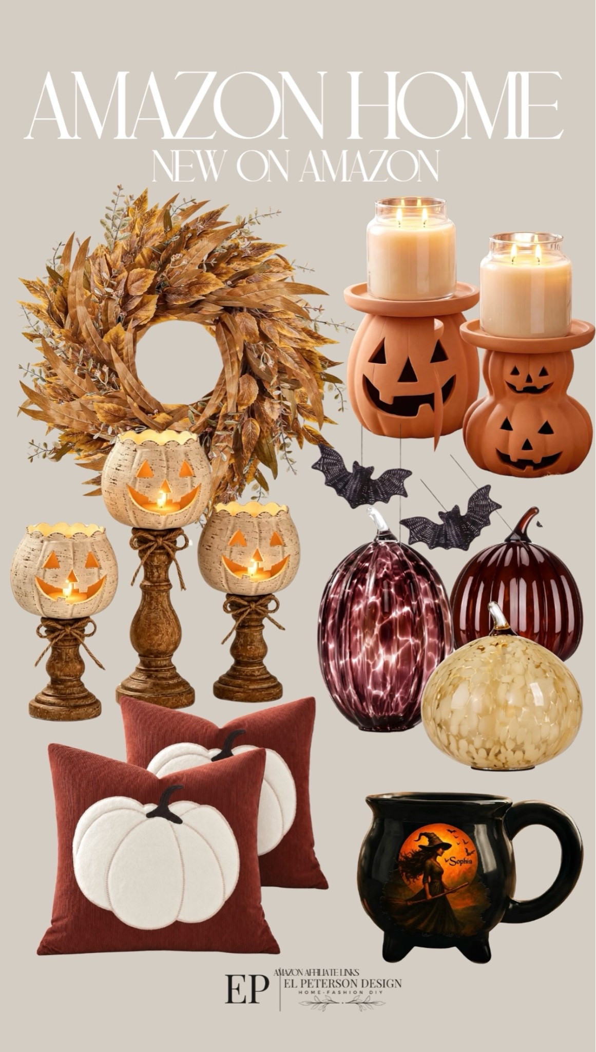 New on Amazon
Wreath
Candle holders
Pillows
Pumpkins
Bats 
Mug

#LTKHome