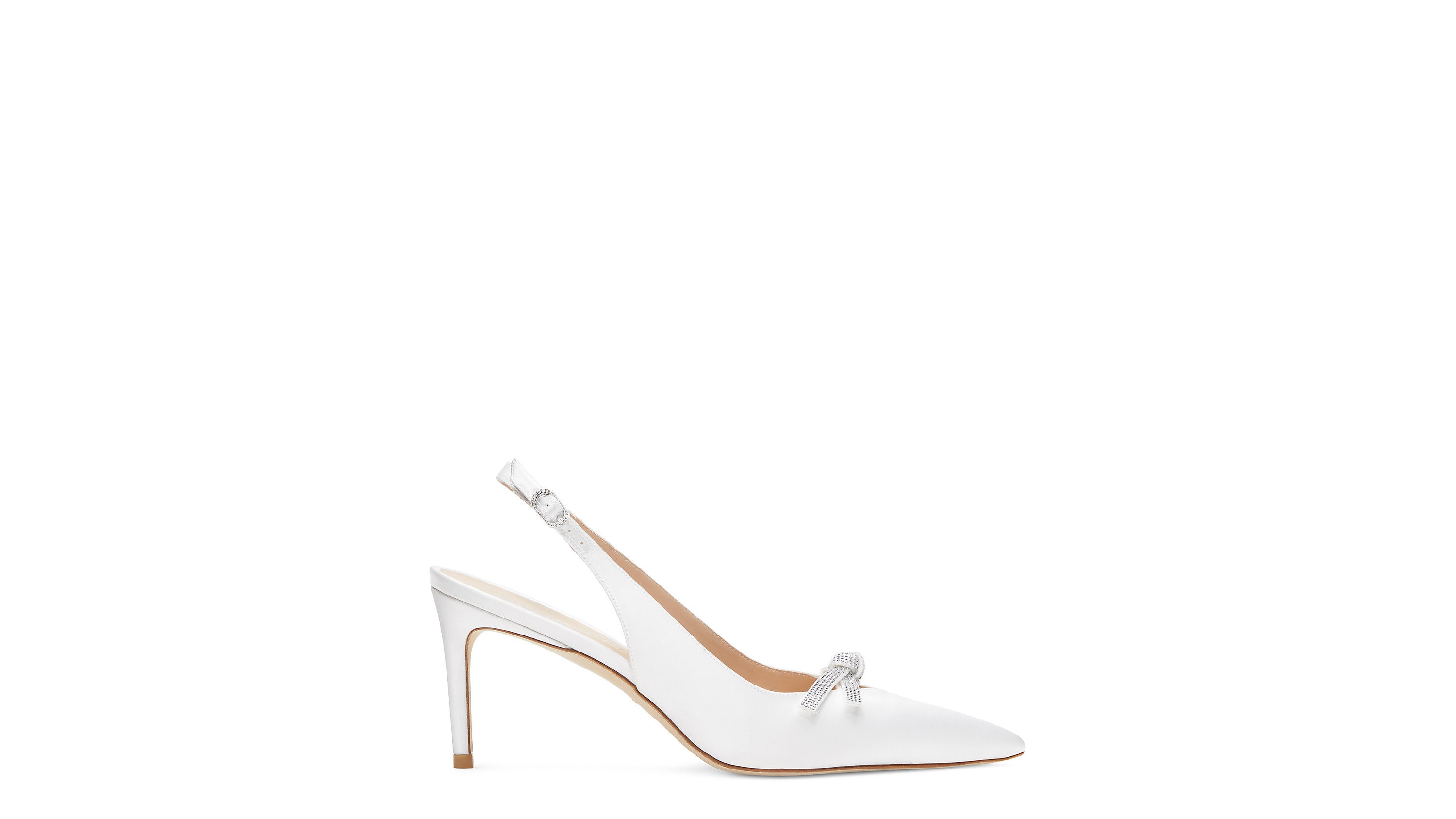 Stuart Weitzman Sw Bow 75 Slingback, White Satin, Size: 11 Medium | Stuart Weitzman (CA)