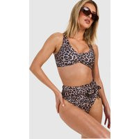 Womens Leopard Tie Bikini Set - Brown - 8 | boohoo (US & Canada)