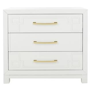 Raina 3-Drawer White/Gold Chest | The Home Depot