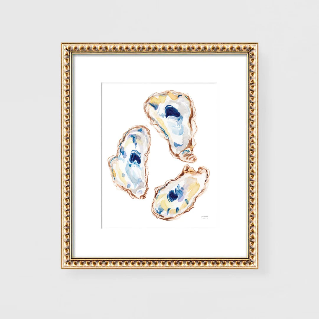 Watercolor Oysters Art, Oyster Watercolor Painting, Oyster Shells Art, Coastal Beach Decor, Water... | Etsy (US)