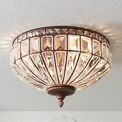 Vienna Full Spectrum Ibeza 15 1/2" Mocha and Crystal Ceiling Light | Lamps Plus
