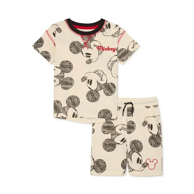 Mickey Mouse Toddler Boys Short Sleeve T-Shirt and Shorts Set, 2-Piece, Sizes 12M-5T | Walmart (US)