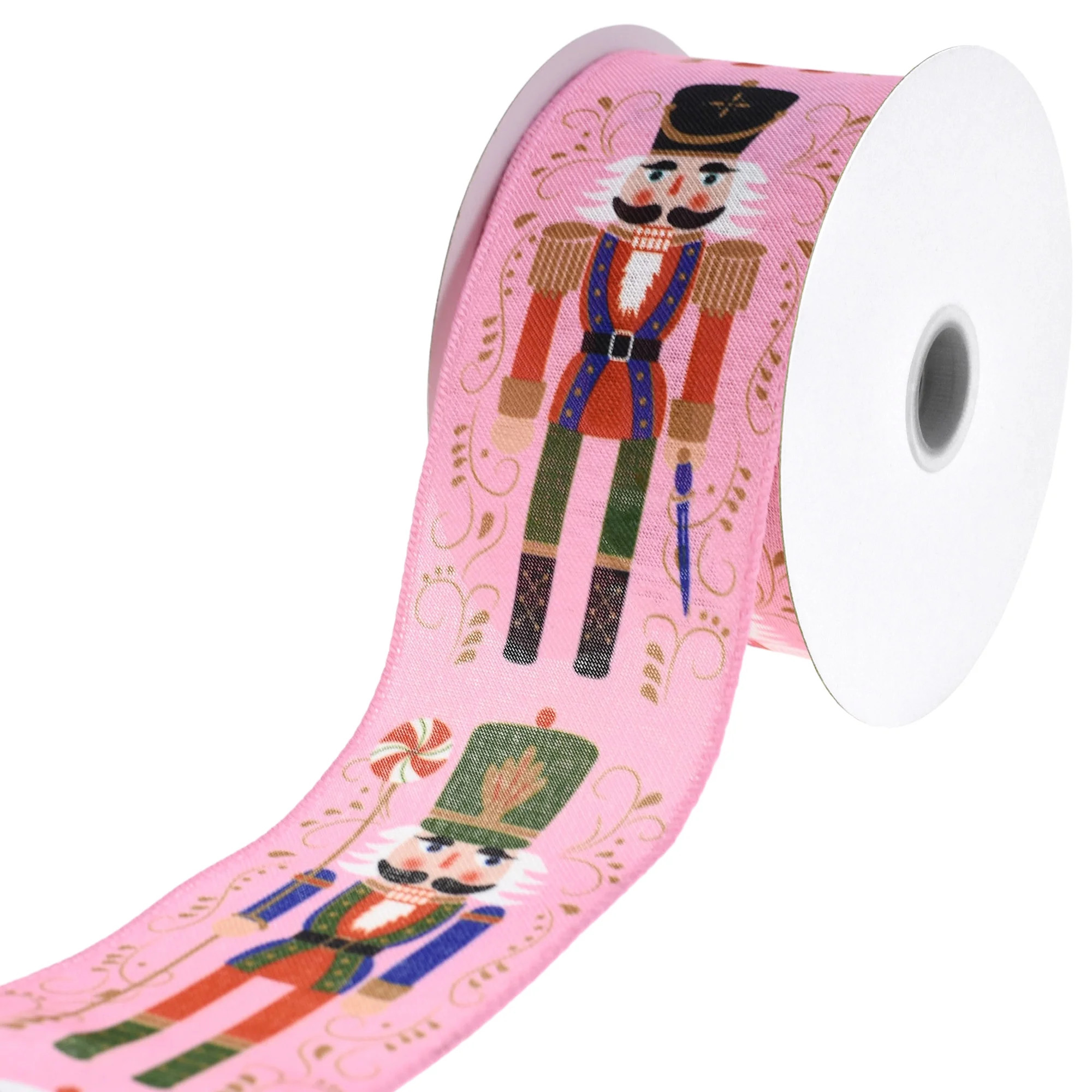HOMEFORD ESC05 Christmas Nutcracker Scroll Filigree Wired Ribbon, 2-1/2-inch, 10-yard, Pink | Walmart (US)