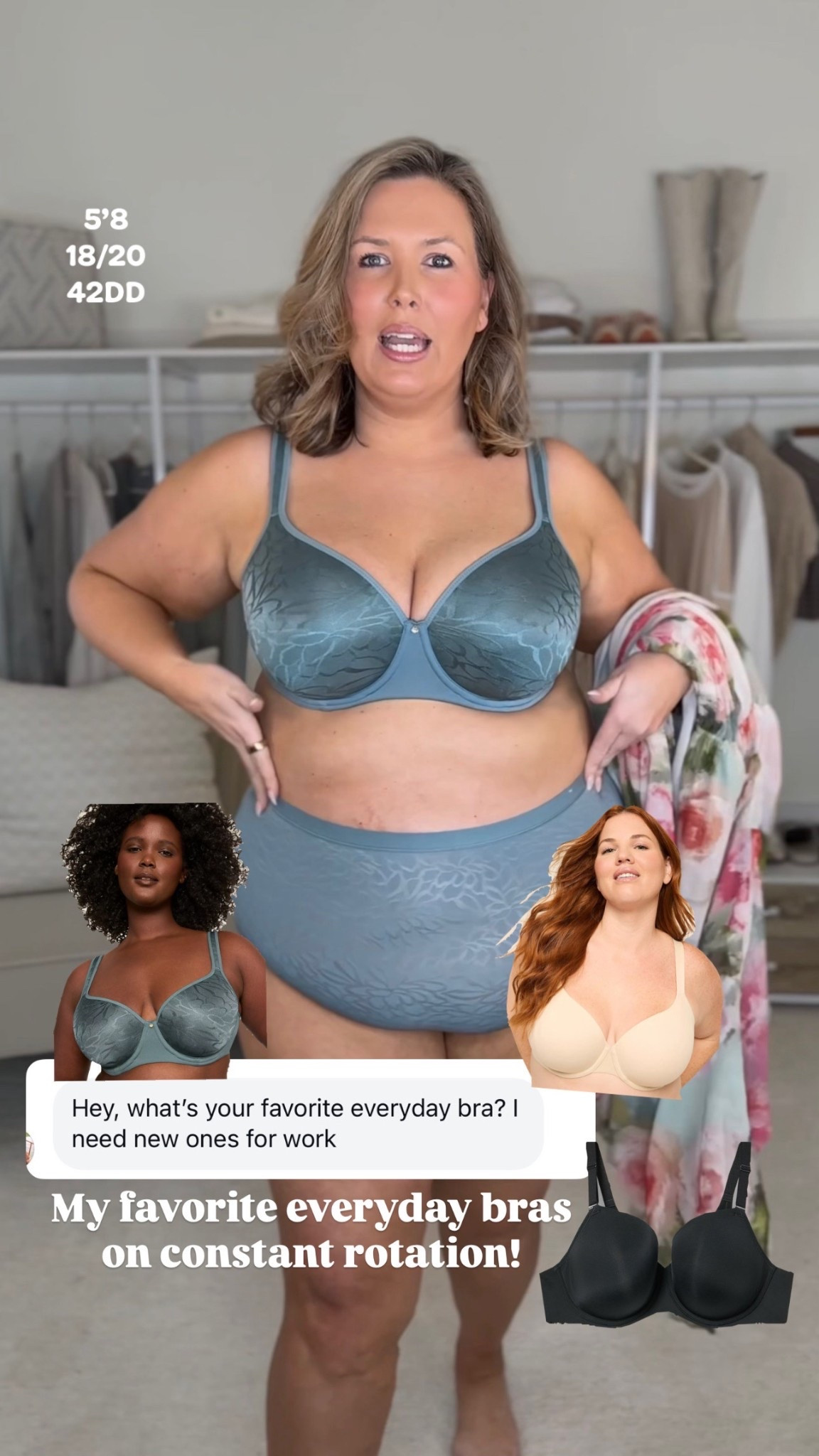 My favorite everyday bras on constant rotation! I wear the 2X in all and I’m a 42DD!

Plus size fashion, undergarments, everyday bras, midsize fashion, mom style, supportive bras, ootd

#LTKootd #LTKOver40 #LTKPlusSize