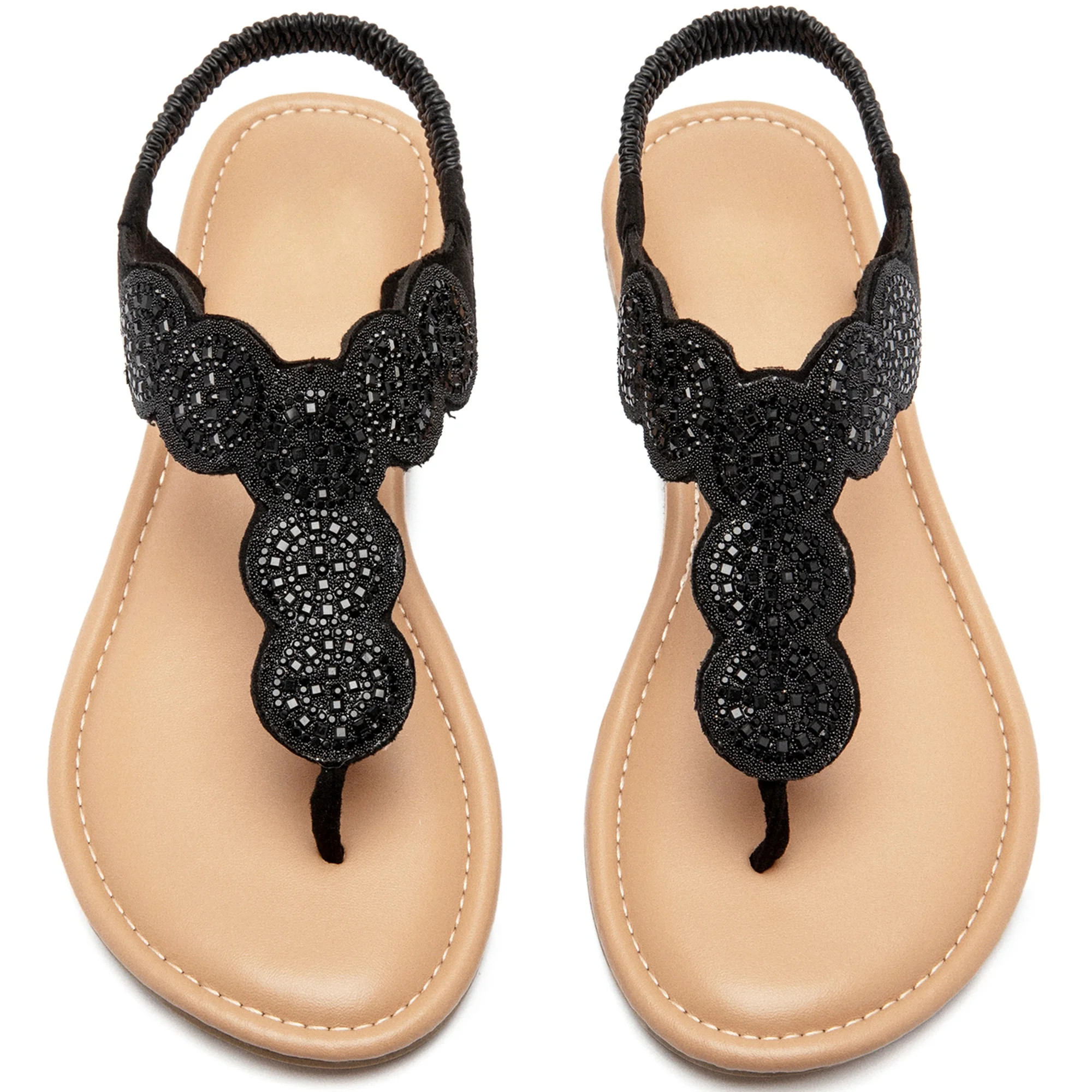 Ataiwee Women's Flat Slide Sandals - Stylish classic Bohemian T-Strap Ankle Strap Thong Summer Sa... | Walmart (US)