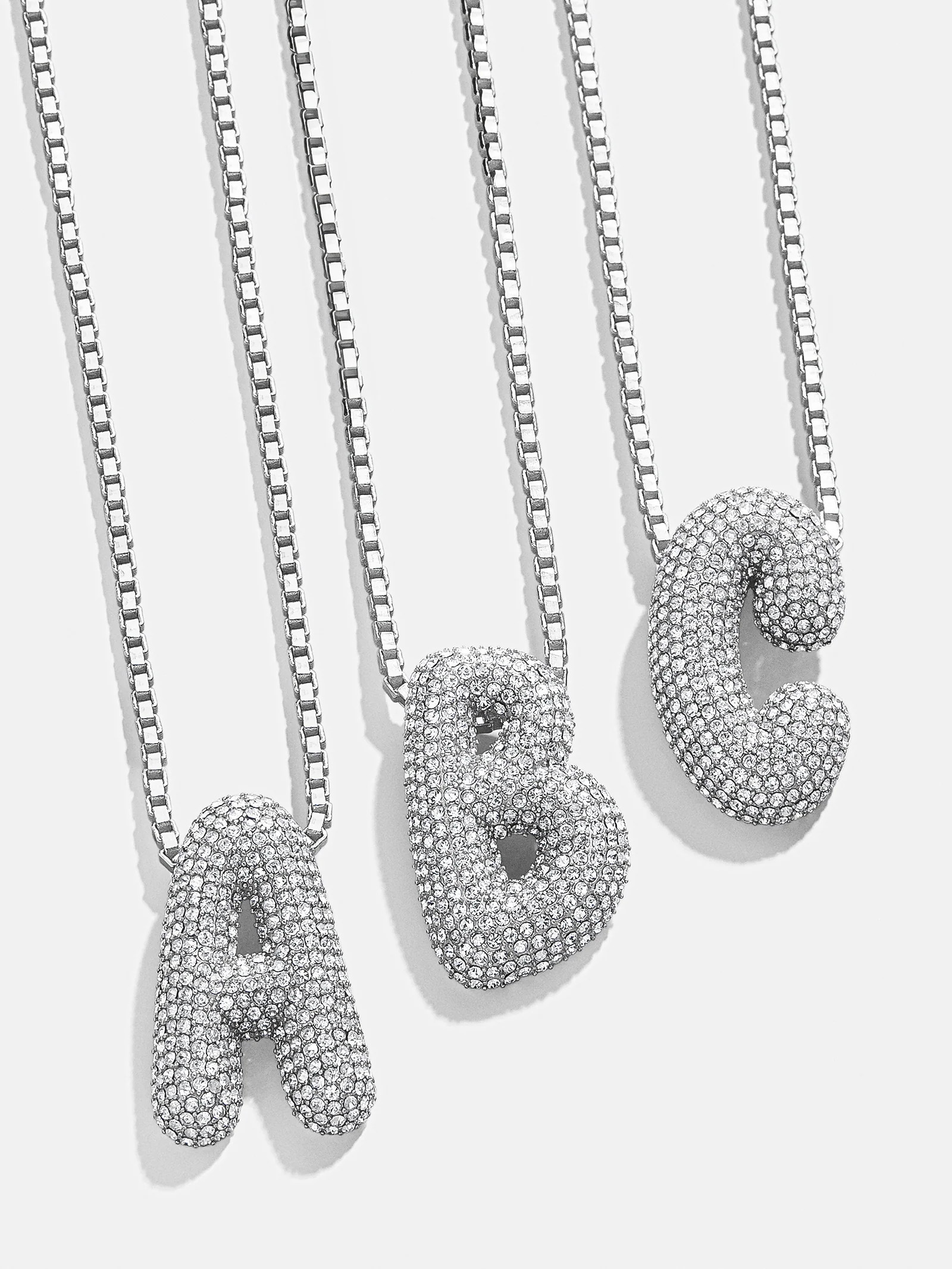 Pavé Bubble Initial Necklace - Pavé/Silver | BaubleBar (US)