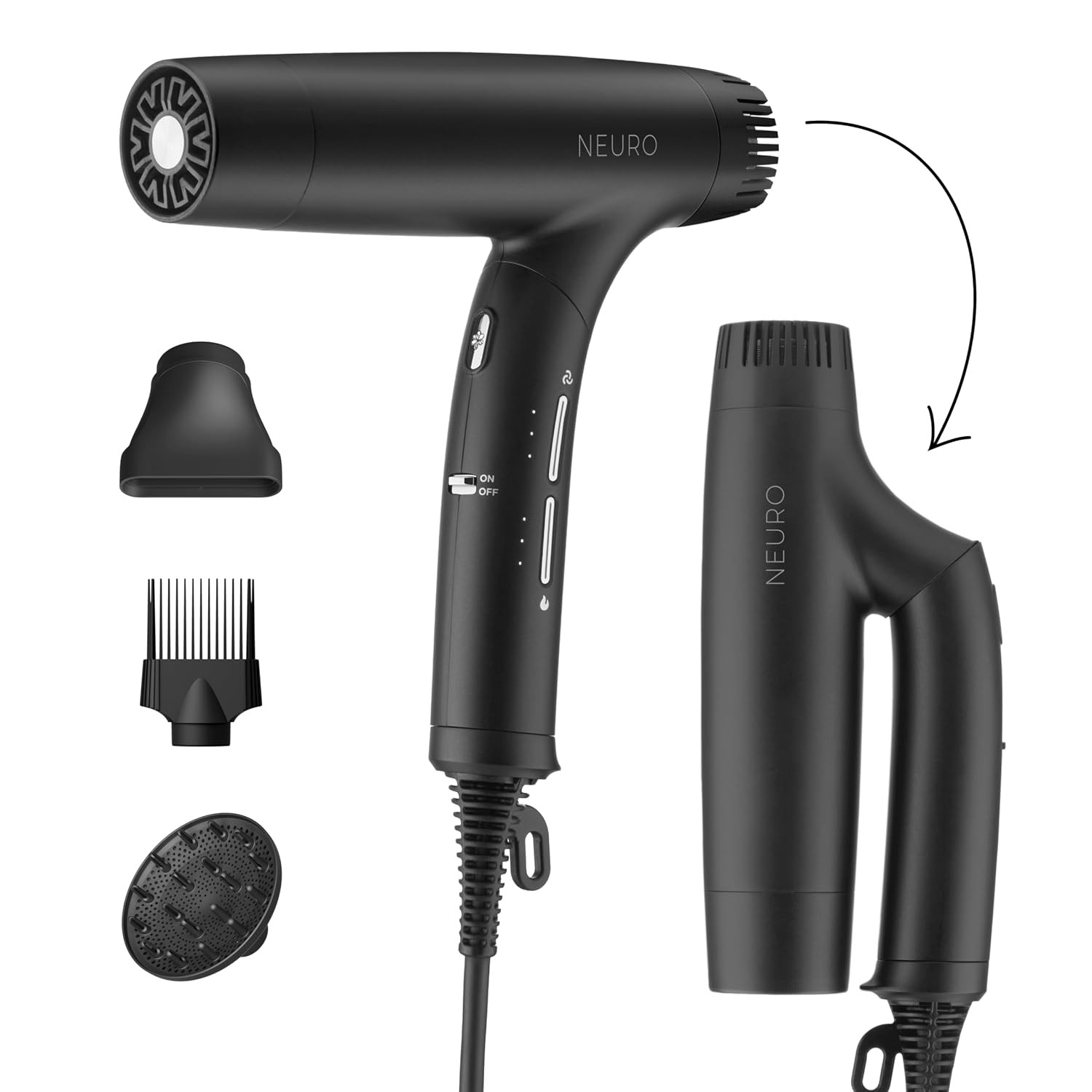 Neuro by Paul Mitchell Dry+ Folding Professional Travel Hair Dryer with Auto Dual Voltage for Worldwide Use, Lightweight + Portable, Includes Storage Bag | Amazon (US)