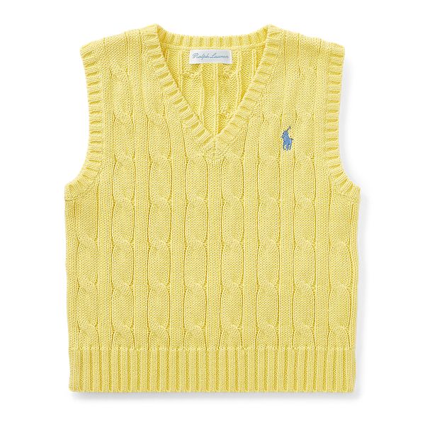 Ralph Lauren Cable-Knit Cotton Sweater Vest Beekman Yellow 3M | Ralph Lauren (US)