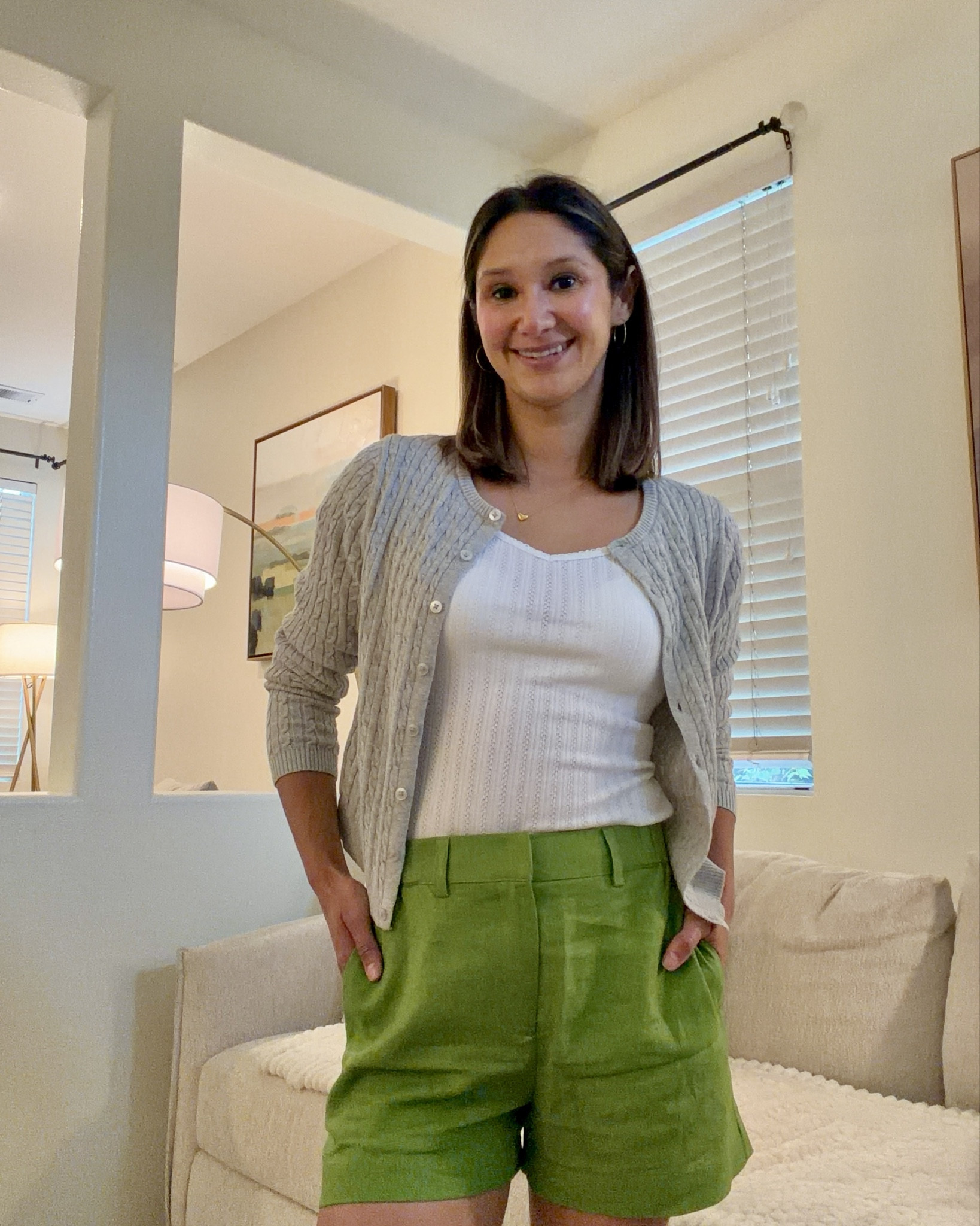 These green trouser shorts are under $30 but feel like $100 🤍
Easy, tailored, and one of those pieces that makes getting dressed feel done.

Styled with my go-to ruffle hem tee + cable knit cardigan for a simple spring-to-summer look.

They’re selling out fast, so I linked this pair + a few similar styles ✨

Sizing:
Shorts: XS
Top: Small
Cardigan: Medium (runs small)

#LTKMothersDay #LTKgrwm #LTKootd