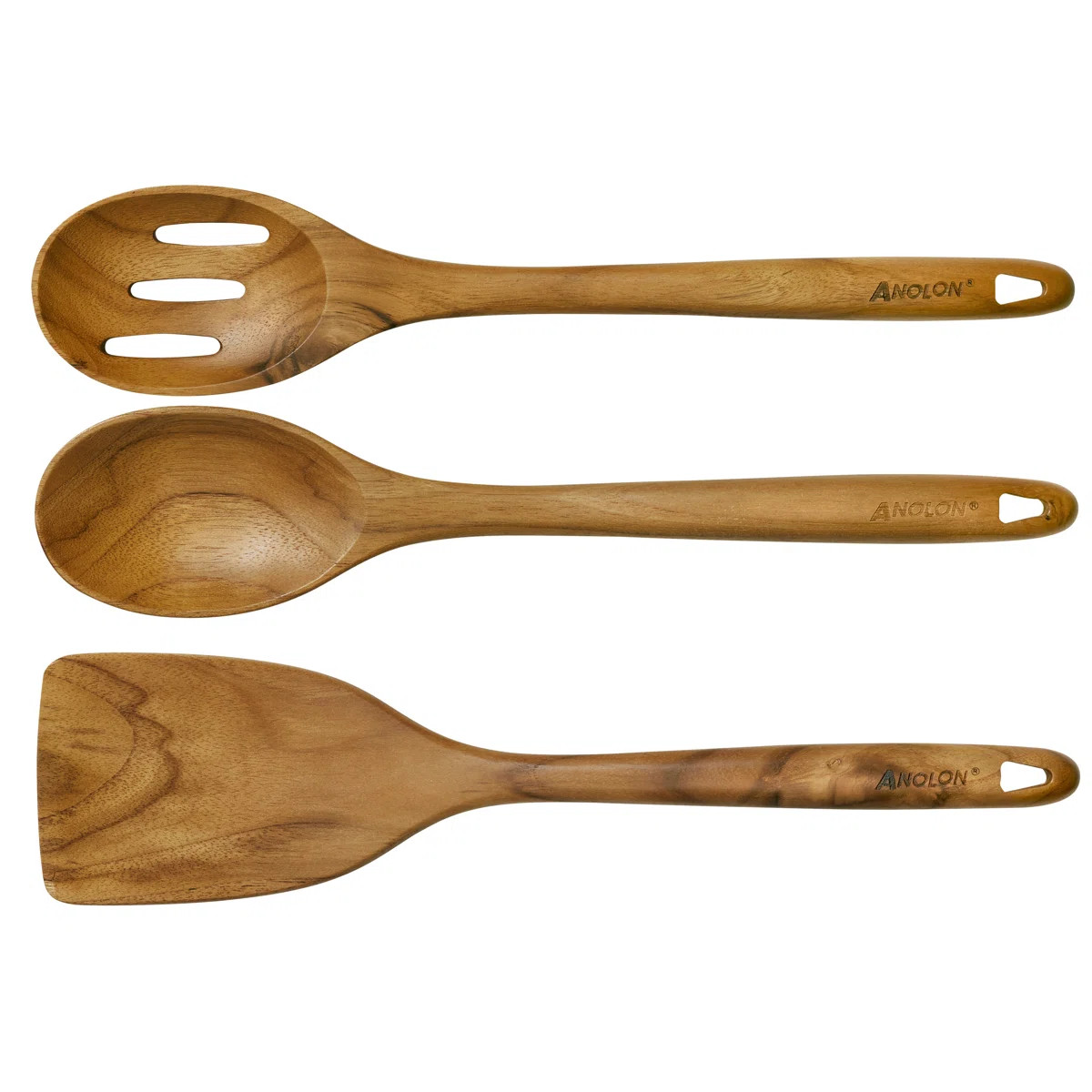 Anolon Teak Wood Cooking Tools 13-Inch Utensils Set, 3 Piece | Wayfair North America