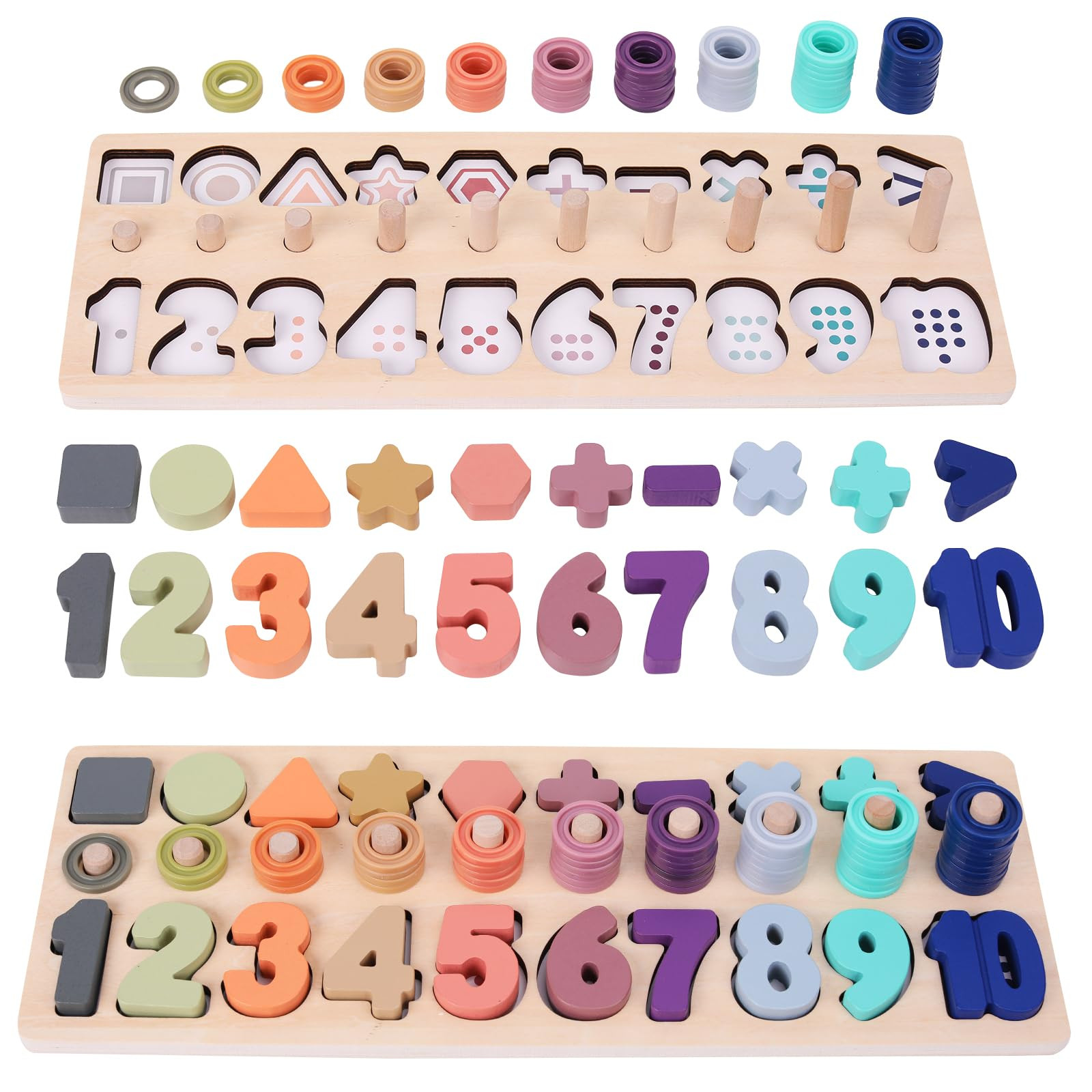 ANPEAC Zählen Form Stacker hölzerne zählen sortieren Stapeln Turm mit Holz Bunte Zahl Form Mat... | Amazon (DE)