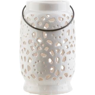 Artistic Weavers Kimba 9.4 in. White Ceramic Lantern | The Home Depot
