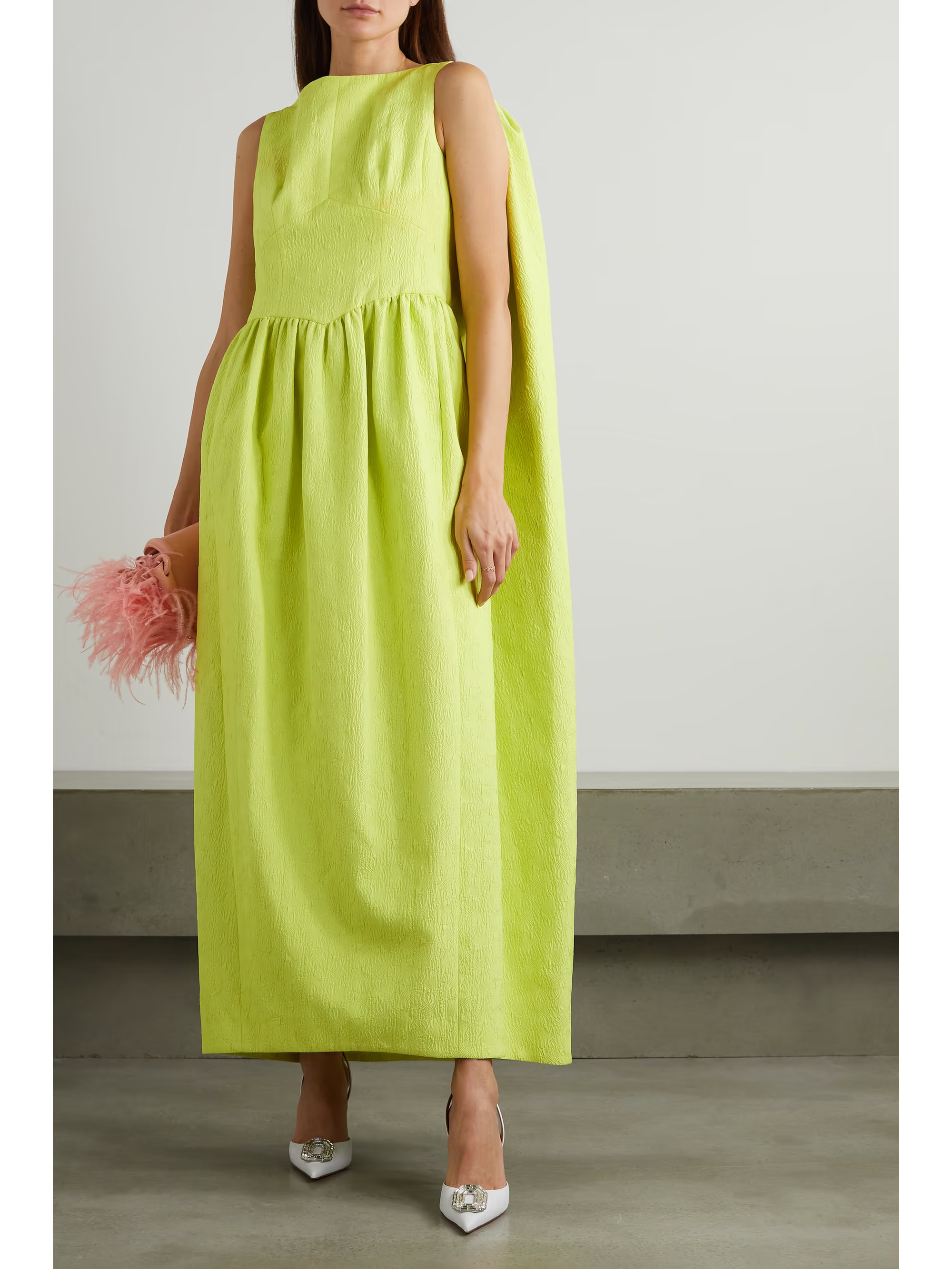 Clio cape-effect cloqué gown | NET-A-PORTER (US)