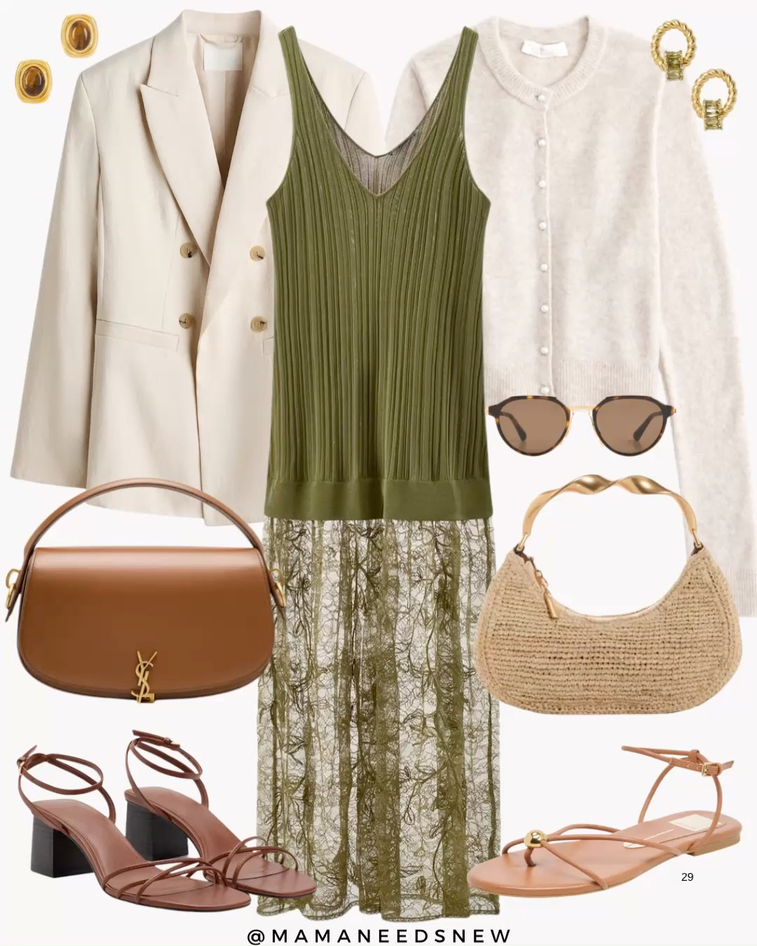 One lace knit midi dress two ways for spring, casual with a cardigan, straw bag, sandals and dressy with a blazer, top handle bag, heels 

#LTKootd #LTKSaleAlert #LTKSeasonal