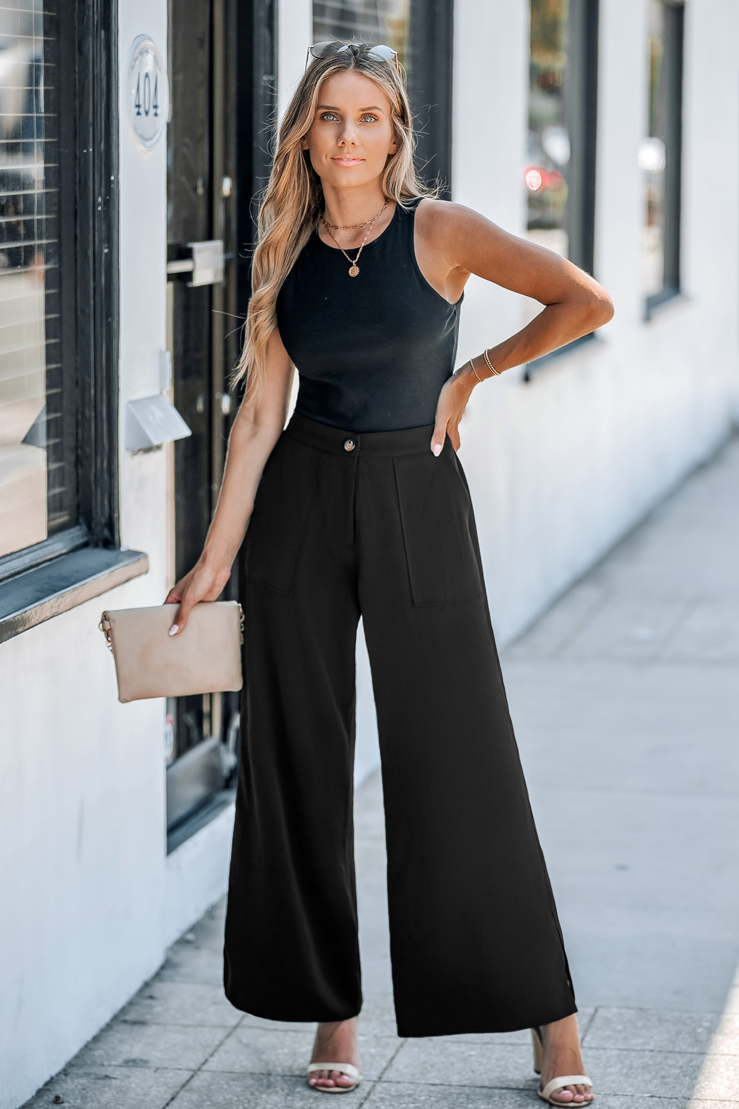 NewBlack Wide Leg Trousers | Cupshe US