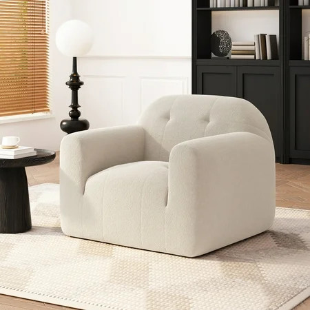 Christopher Knight Home Modern Boucle Upholstered Club Chair, Tufted Design Accent Chair, White | Walmart (US)