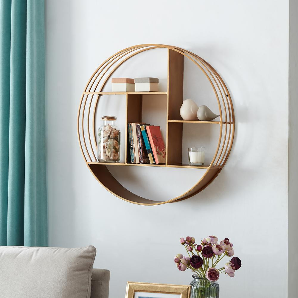 FirsTime & Co. Brooklyn Gold Circular Shelf | The Home Depot