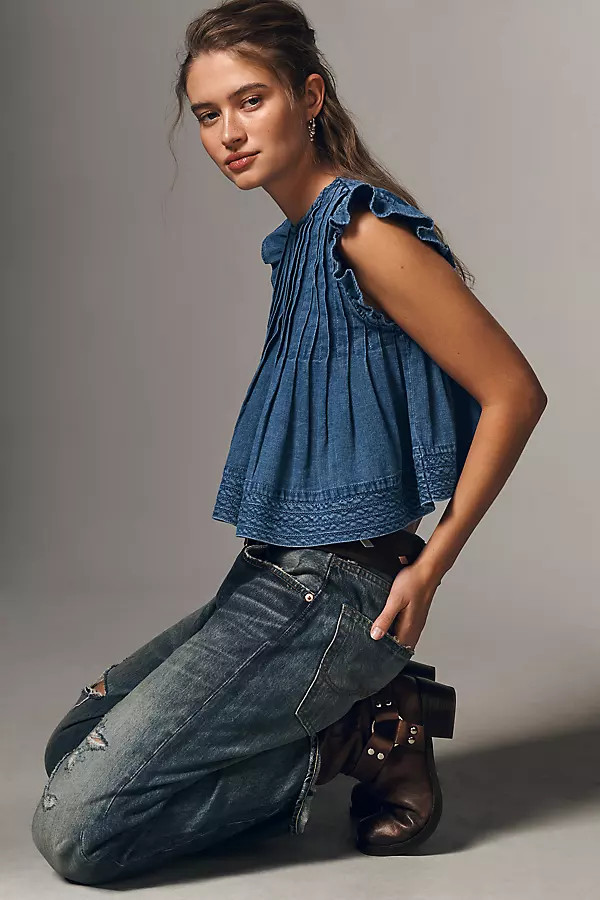 The  Jade Denim Swing Top by Pilcro | Anthropologie (US)