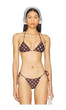 Tularosa Brigitte Top in Brown & Cream Dot from Revolve.com | Revolve Clothing (Global)