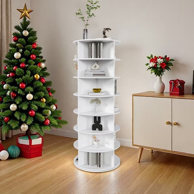 JVNOXK7-Tier Rotating Shoe Rack Tower Storage Unit, Freestanding 360° Rotating Shoe Rack, Holds 28 Pairs of Shoes - White | Target